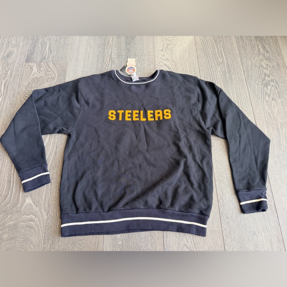 Ebbetts Field Flannels NFL Pittsburgh Steelers Crewneck Sweatshirt in Black
